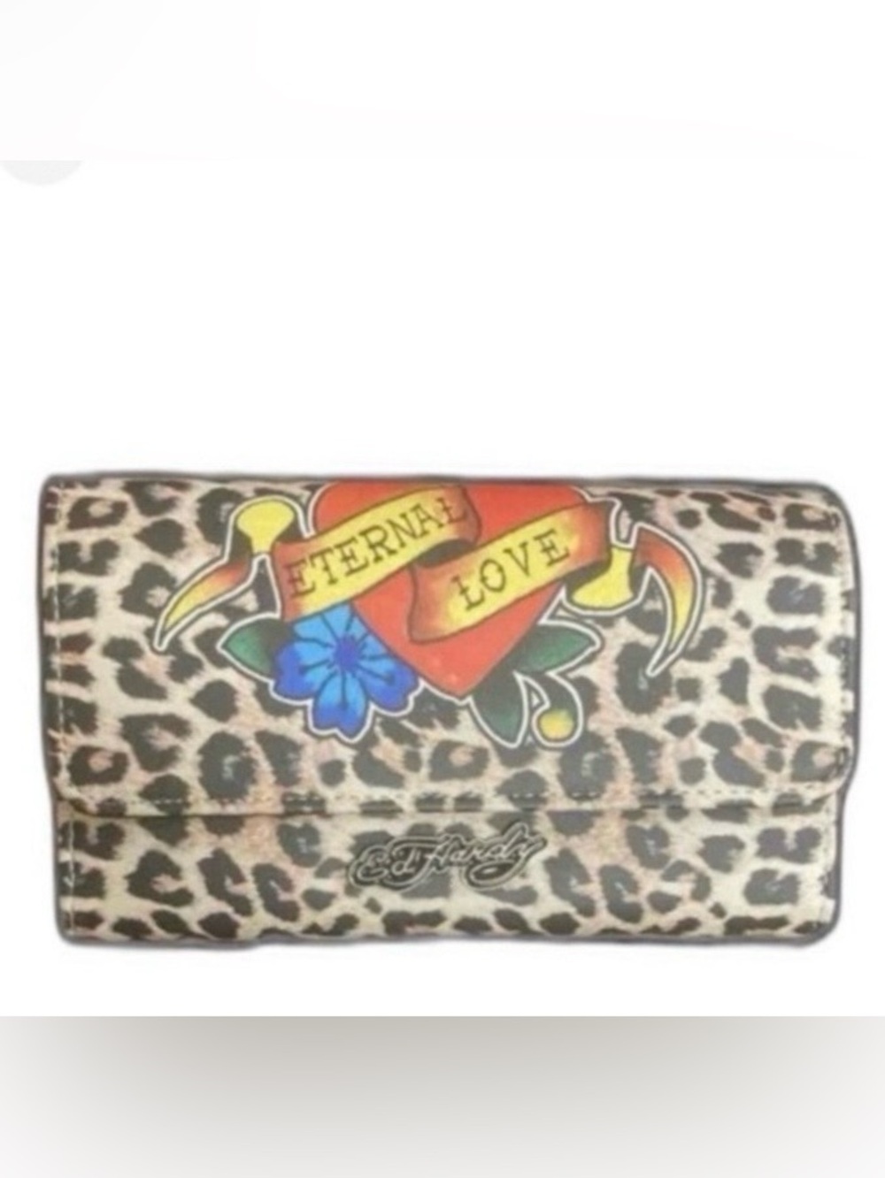Ed Hardy Eternal Love Y2K Leopard Print Tri-Fold Wallet NWT